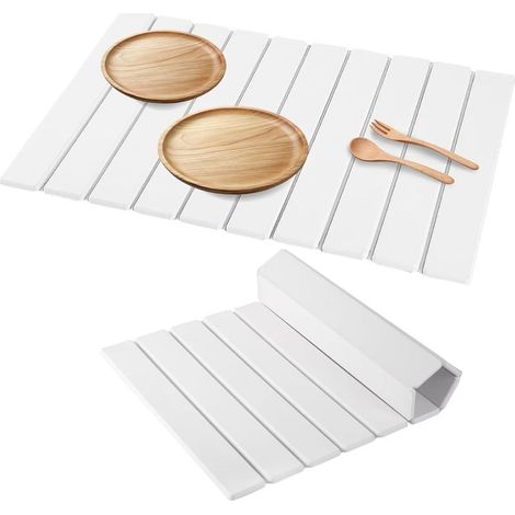 Tapis Pierre Diatomée Blanc, Séchage Comptoir Cuisine/SDB/Douche, Antidérapant, Absorbant (1/5)