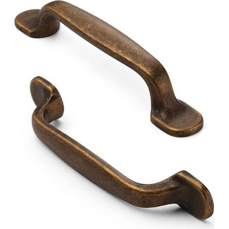 Lot de 6 poignées de placard de cuisine en laiton antique, quincaillerie d'armoire, poignées de tiroir de cuisine, poignées de porte d'armoire, laiton, trou central de 96 mm (1/4)
