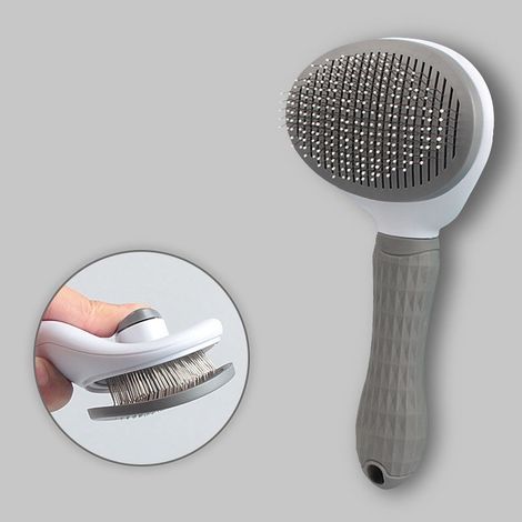 Brosse d'épilation en acier inoxydable pour chiens et chats, brosse de beauté antidérapante, équipement de toilettage pour chiens, peigne d'épilation pour animaux (1/5)