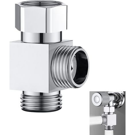 Vanne d'angle à 3 voies pour salle de bain : vanne adaptateur en T durable G1/2" avec une entrée, deux sorties, inverseur de douche en laiton, distributeur d'eau pour baignoire, pulvérisateur de bidet (1/5)