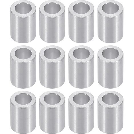 Rondelles en Aluminium M6, 12pcs Entretoise Métallique à Vis Ronde, Rondelle Plate pour Vis Tige Écrous Boulons, Bague d'Écartement en Métal 6.2mm ID x 10mm OD x 14mm Hauteur (1/5)