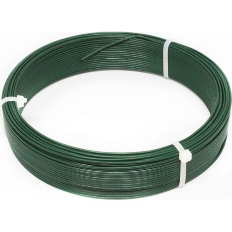 Linxor – Fil d'attache plastifié vert 50 m x 1.5mm Ø – Acier galvanisé pour fixation grillage – Résistant aux intempéries et anti-UV