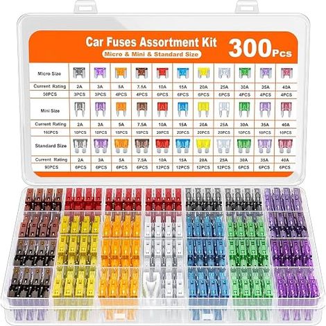 300 Piece Car Fuses Kit, Mini Car Fuses, Micro and Standard Fuses (1/5)