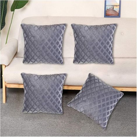 BEBUSINGOTO Set mit 4 quadratischen Plüschkissen (43 cm x 43 cm), Kissenbezüge in Enteneiform für Gartenbänke, Sofas und Couchmöbel (ohne Kern) (1/5)