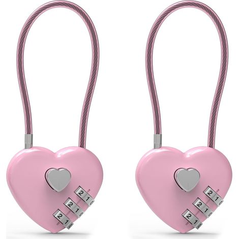 Petit cadenas à combinaison pour casier, câble antivol avec code, cadenas à combinaison rose, pour bagages, valise, casier de gym, sac à dos, armoire, boîte, barrière de clôture