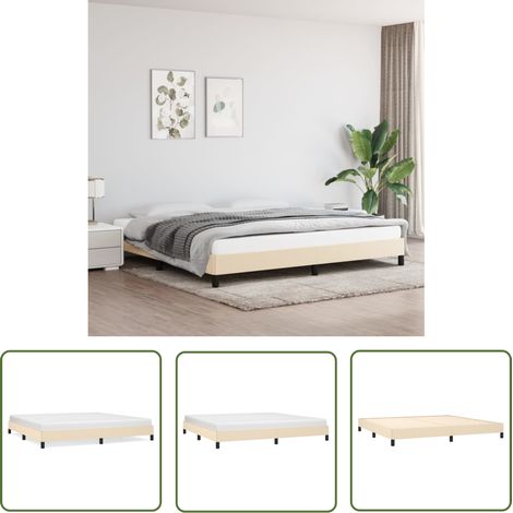 The Living Store Cadre de lit sans matelas crème 200x200 cm tissu - Cadre De Lit - Lit Double - Literie - Meuble Chambre - Chambre Adulte (1/5)