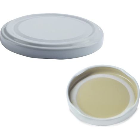 Lot de 20 capsules Twist Off pour bocaux en verre, couvercles pour vases, conserves, confitures, tomates, confitures maison (diamètre 53 mm, blanc)