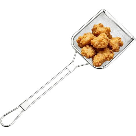 Cuillère Écumoire De Cuisine Louche Passoire À Huile En Fine Avec Un Long Cuillère friture en acier inoxydable Idéal Pour Fondue, Friture, Cuisson, Cuisine Et Restaurant (1/5)