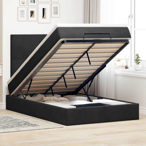 Matratze - Ottoman-Bett mit Matratzen Schwarz 120x200 cm Samt (1/5)