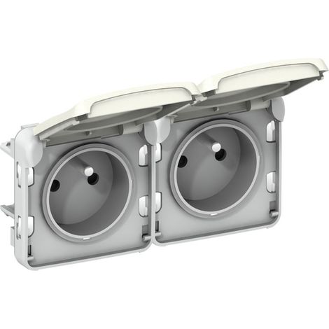Legrand 069643 Doppelstecker 2P+T vorverkabelt vertikal Plexiglas zusammenstellbar IP55 16A 250V -weiß
