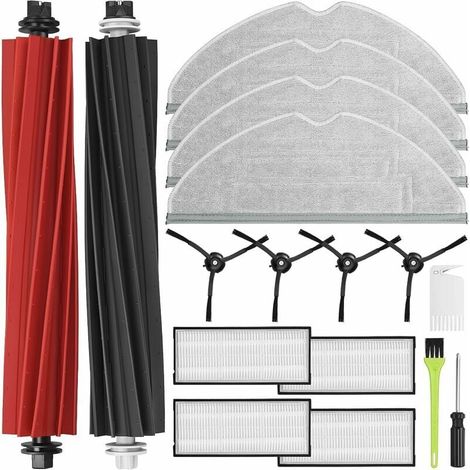 Kit e accessori compatibili per Roborock S8 Pro Ultra, parti di ricambio per Roborock S8/S8 Plus, 2 spazzole principali, 4 filtri, 4 panni per mocio e 4 spazzole laterali, pezzi di ricambio (1/4)
