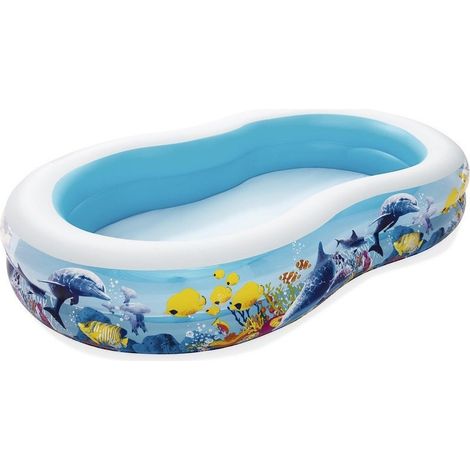 Trade Shop - Piscina Gonfiabile Family A Otto 2 Anelli Barriera Corallina 262x157x46cm 54118 - (1/2)