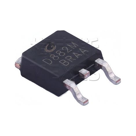 Changdian D882M, boîtier TO-252 sérigraphié D882M, courant de 3 A, tension de tenue de 30 V, puce de transistor bipolaire, composant électronique, 5 unités, emballé et expédié.