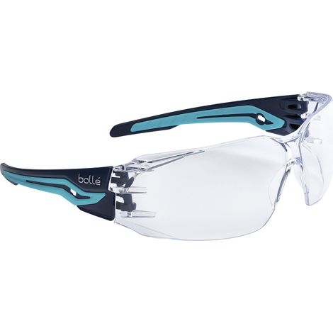 Bolle Sicherheitsbrille Silex - Werkstatbrille mit Augenschutz nach EN166 und klarer Sichtscheibe, blau/blau