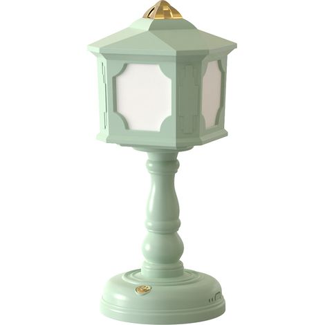 Mini lampe de bureau verte LED, lampe de bureau rétro à trois niveaux avec bouton-poussoir de chargement USB, à gradation (1/3)