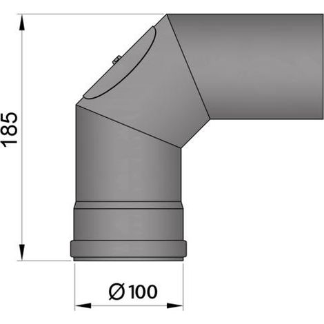 Pelletrohr 100 mm ø, 90 Bogen mit Tür, starr, schwarz