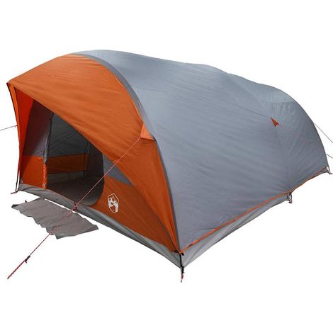 vidaXL Tienda túnel 10 persona Impermeable Gris y naranja tafetán (1/2)