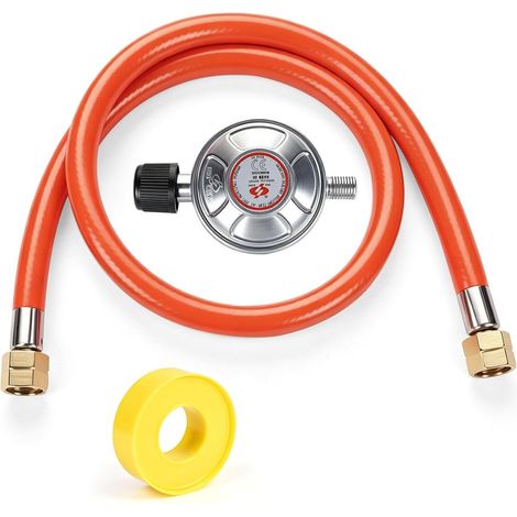 Régulateur de Gaz 50 mbar avec Tuyau Gaz 0.8m, Détendeur Propane (1/5)