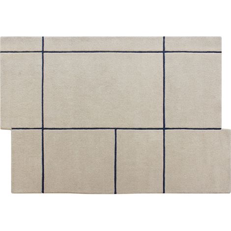 Tappeto asimmetrico taftato 100% lana 200 x 290 cm Beige e blu scuro 2200g/m² - ORANY (1/2)