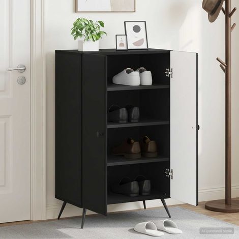 Beyamis Meuble à chaussures 59,5 x 39,5 x 90 cm Noir (1/5)