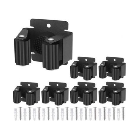 Lot de 6 supports muraux pour balais à franges, noirs, robustes, support mural pour balais, support mural pour balais, rangement pour outils de jardin et cuisine (1/5)
