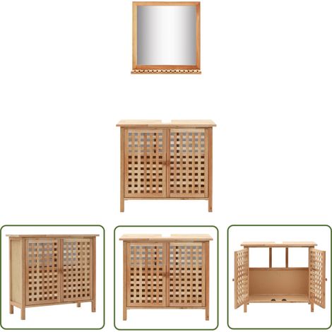 Maison Exclusive Waschbeckenunterschrank mit Spiegel Walnussholz (1/5)