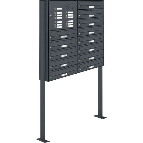 13er Briefkasten Standanlage Freistehend RAL 7016 Anthrazit Klingel (1/5)