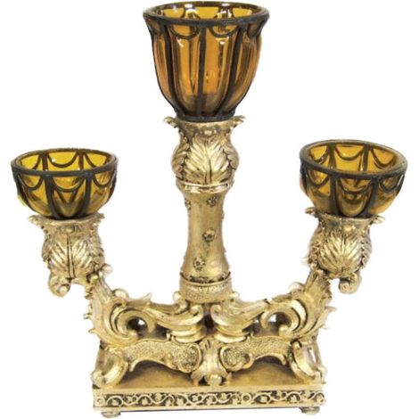 Candeliere triplo color oro (1/2)
