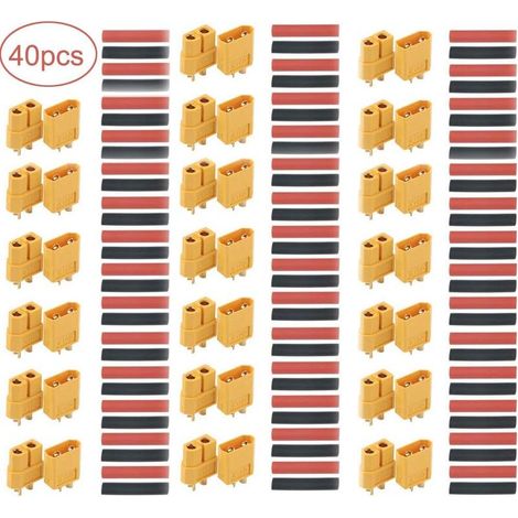 20 Paires XT-60 Connecteurs XT-60 Mâle Femelle Bullet Connecteurs Prises De Puissance avec Thermorétractable pour RC XT-60 Lipo Batterie Jouet (1/2)