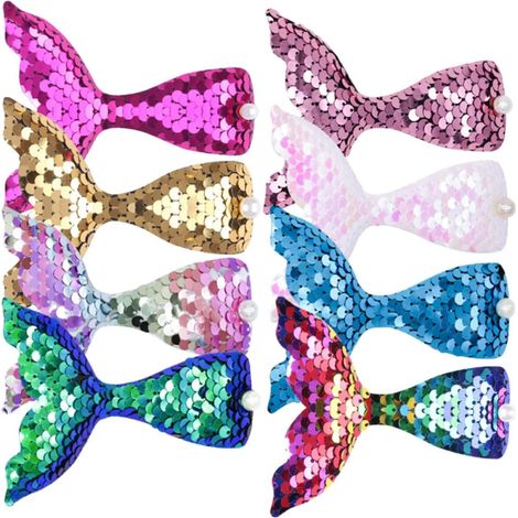 8-Piece Mermaid Sequin Fabric Hair Clips (1/5)