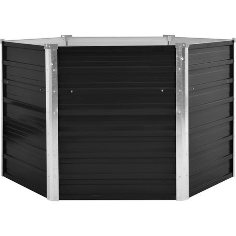 Aiuola rialzata per piante e fiori antracite 129 x 129 x 77 cm acciaio zincato antracite 020001140