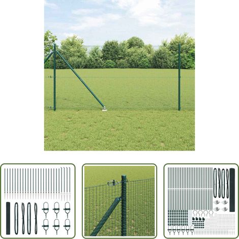 vidaXL Stahlzaunpfosten - Zaunpfosten Grün 50 x 1,2 m (19 x 19 mm Netz) Stahl und PVC (1/5)