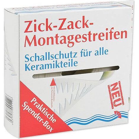 Zick-Zack-Montagestreifen - Schallschutzband für Sanitärkeramik - L 9 m - B 36 mm - Stärke 3 mm - weiß