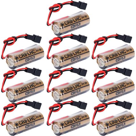 Lot de 10 piles de secours au lithium CR8.LHC 3V 2600mAh avec fiche noire pour une alimentation fiable. (1/5)