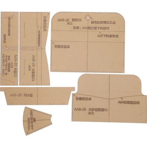 6 Pièces Gabarit Acrylique pour Portefeuille Long DIY, Modèle Cuir Artisanal, Outils de Loisir Créatif (1/5)