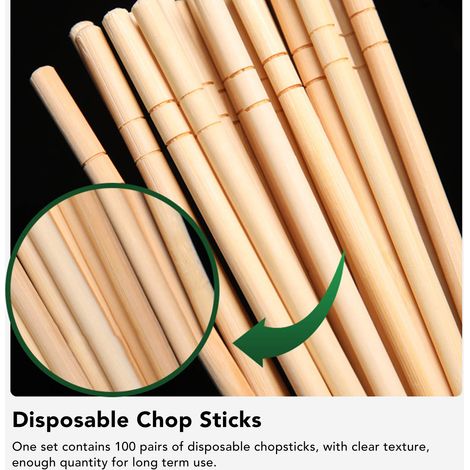 Baguettes jetables, emballées individuellement, baguettes hygiéniques en bambou, adaptées à la vente à emporter, aux barbecues, baguettes rondes, usage commercial et domestique, 19,5 cm 5 mm. (1/5)