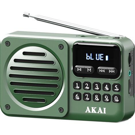 Radio portable Akai APR-300 2,5 W Bluetooth 5.3 FM USB microSD Verte (1/5)