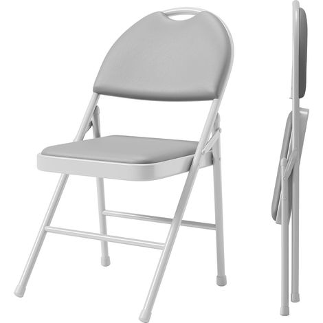 chaises pliables lot 4 simili cuir gris empilables intérieur extérieur (1/5)