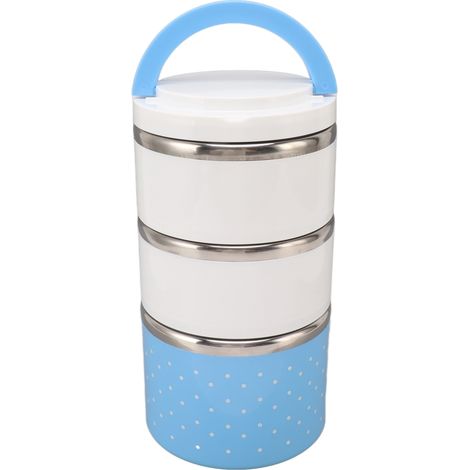 Boîte à lunch isotherme empilable en acier inoxydable, étanche et conservant la fraîcheur, idéale pour les fêtes (bleu). (1/5)