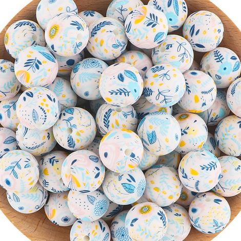 40 perles en silicone, kit de perles pour la création de colliers et bracelets, perles rondes colorées de 15 mm en vrac. (1/5)