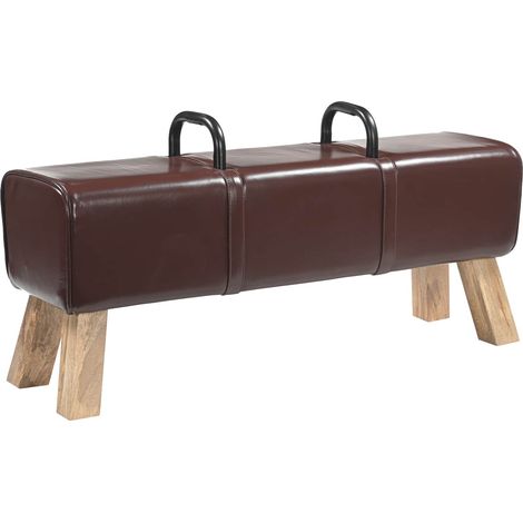 Bench Dark Brown 110 x 30 x 45 cm Real Leather vidaXL (1/5)