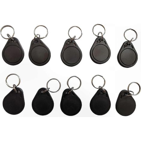 Lot de 10 porte-clés NFC noirs, 13,56 MHz, contrôle d'accès, lecture/écriture de cartes à puce, étiquettes de proximité.