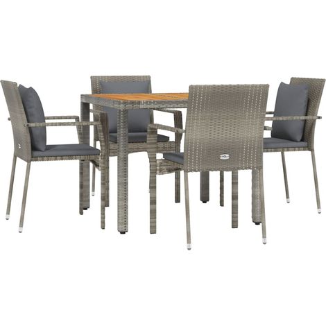 Juego de comedor de jardín con muebles de exterior de 5 piezas y cojines grises 020013724 (1/5)
