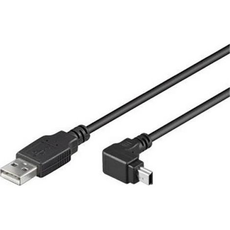 Câble USB - USB A Mâle vers Mini USB B Mâle 90° - Blindé PVC - 1,8 m - Noir (1/2)