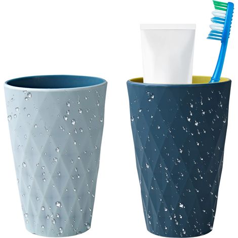 gobelet Salle de Bain, 2PCS gobelet Plastique, Accessoires Salle de Bain, Design de Style Nordique, 450ml/15.8oz Solide et résistant à la Chute, adapté aux Adolescents et aux Enfants (1/5)