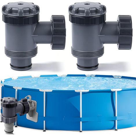 Lot De 2 Vannes À Piston pour Piscine 38 Mm, Vannes À Piston De Rechange, Vanne À Piston Et Adaptateurs Tuyau Type B Compatibles, 1/2 Pouce, Accessoires en Plastique pour L'entretien des Piscines (1/5)