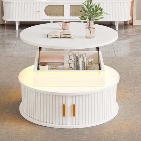 Table de chevet réglable en hauteur. Table de soutien pour les chaises. Table basse avec surface lisse. Table à café et thé, équipée de deux portes de rouleau. (1/5)