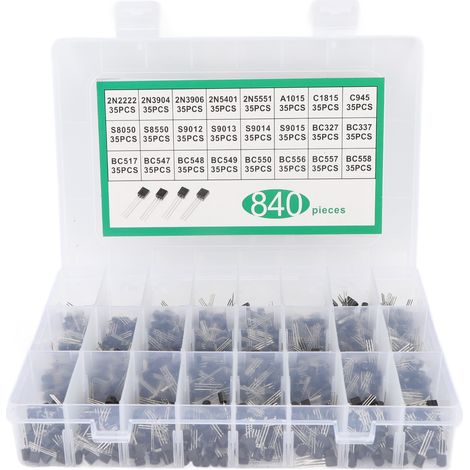 840 Stück BC337 BC549 A1015 Transistor Diode Triode 24 Werte NPN PNP Universal-Leistungstransistor-Sortiment