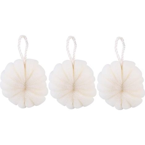 Elegante saponetta da bagno a forma di fiore in confezione da 3. Rete in schiuma per spugna da bagno, morbida e delicata per (1/5)
