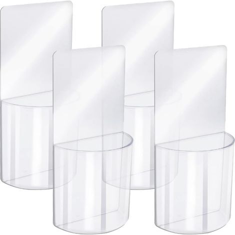 Lntyq 4 Pièces Support Télécommande Mural, Organisateur Multimédia Acrylique Support Mural, Transparent Sans Boîte de Rangement de Perçage, pour Chambre à Coucher, Table de Chevet (1/5)